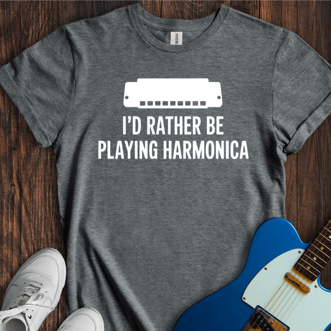 I'd Rather Be Playing Harmonica T-Shirt