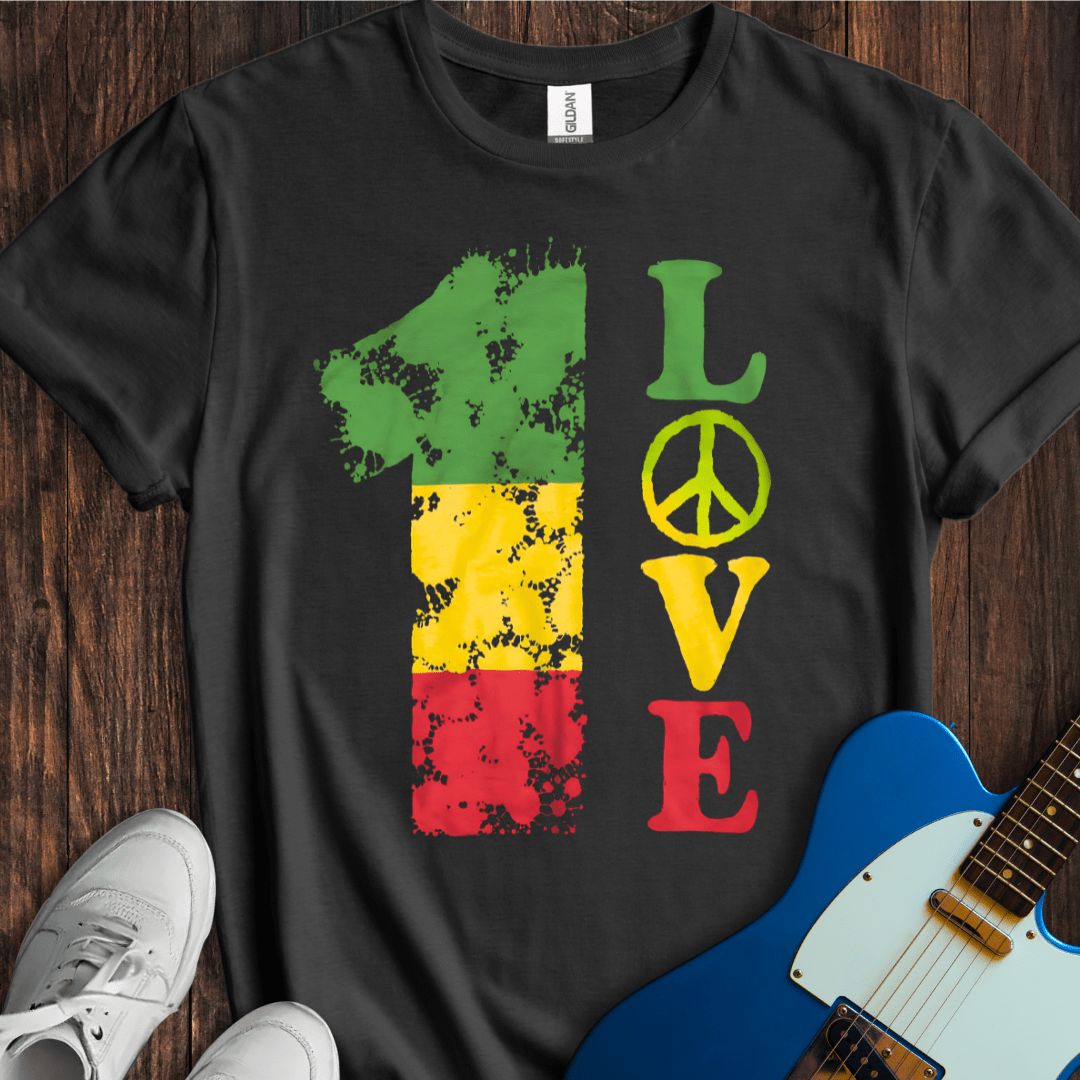 1 Love Peace and Patriotic Heart Graphic T-Shirt – Premium Cotton