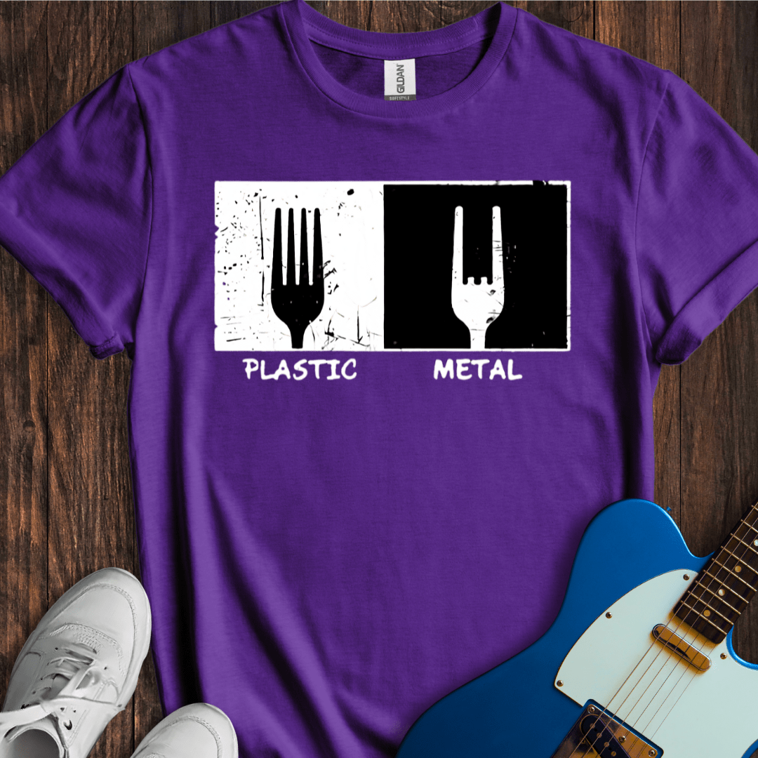 Plastic vs. Metal T-Shirt