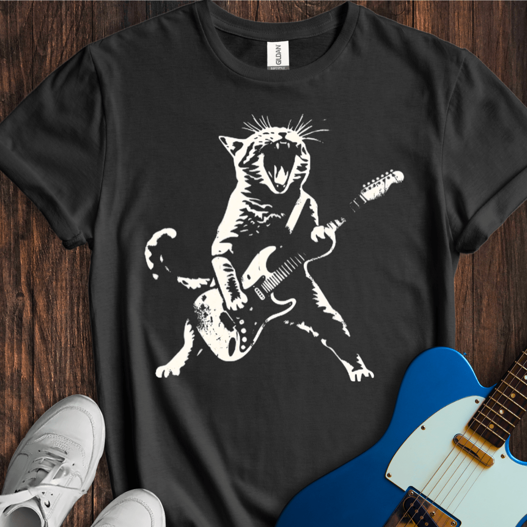 Rockstar Cat Guitar T-Shirt – Funny Music Graphic Tee