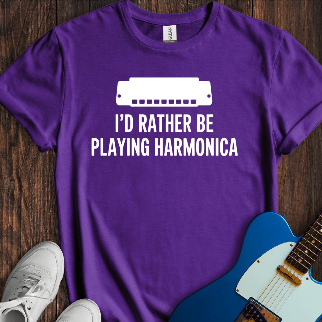 I'd Rather Be Playing Harmonica T-Shirt