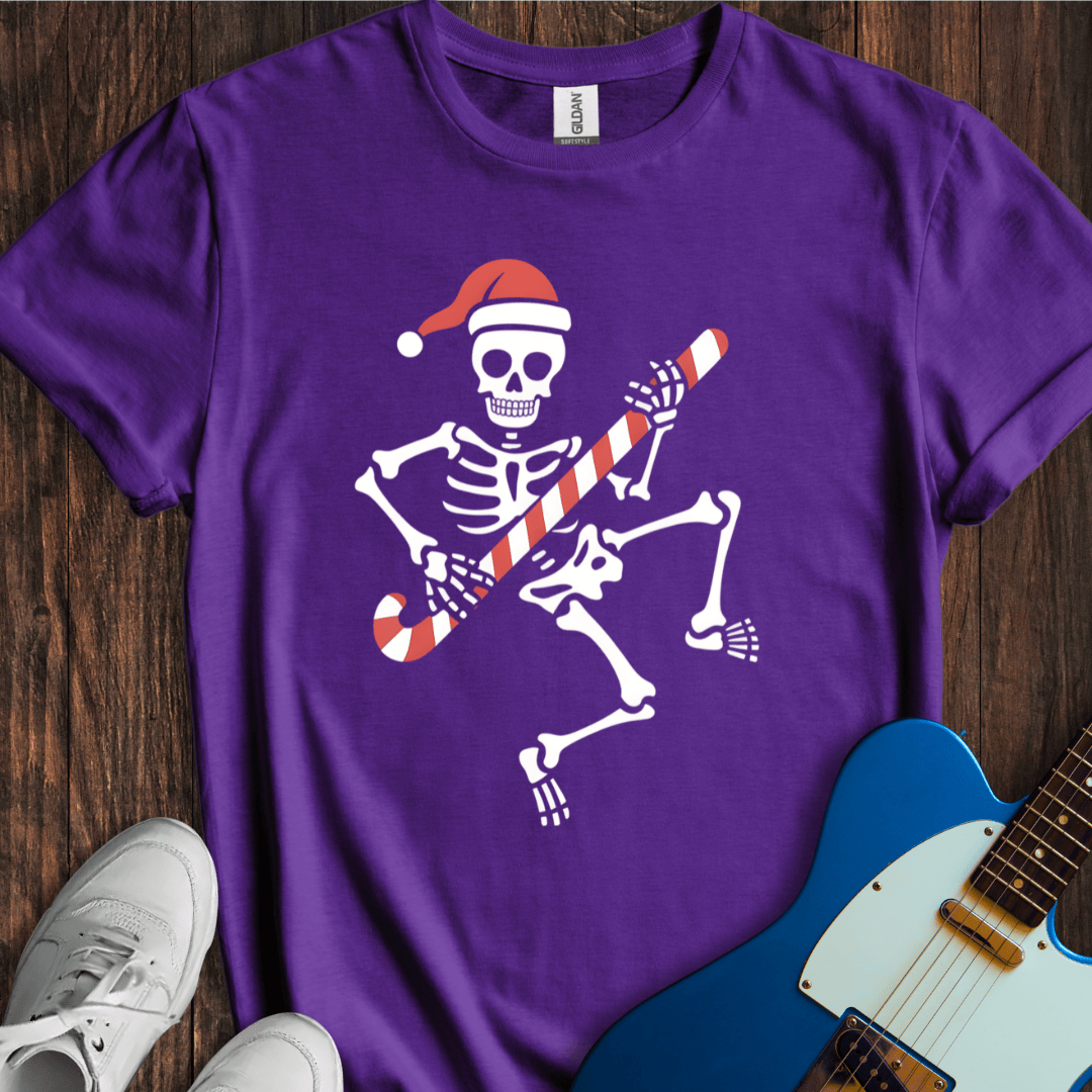 Candy Cane Skeleton Rocker T-Shirt