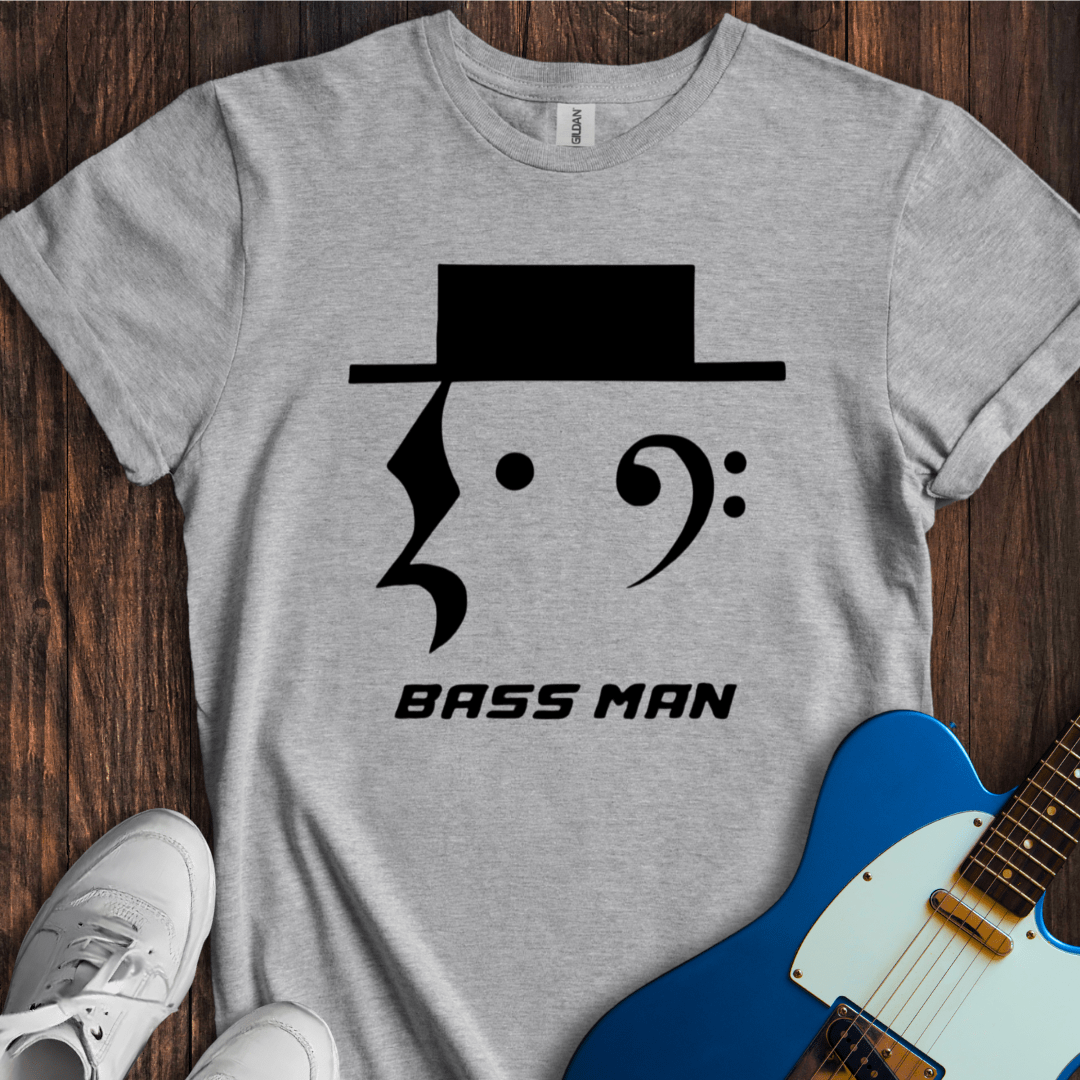 Bass Man Musical Symbols Graphic T-Shirt - Premium Cotton Tee