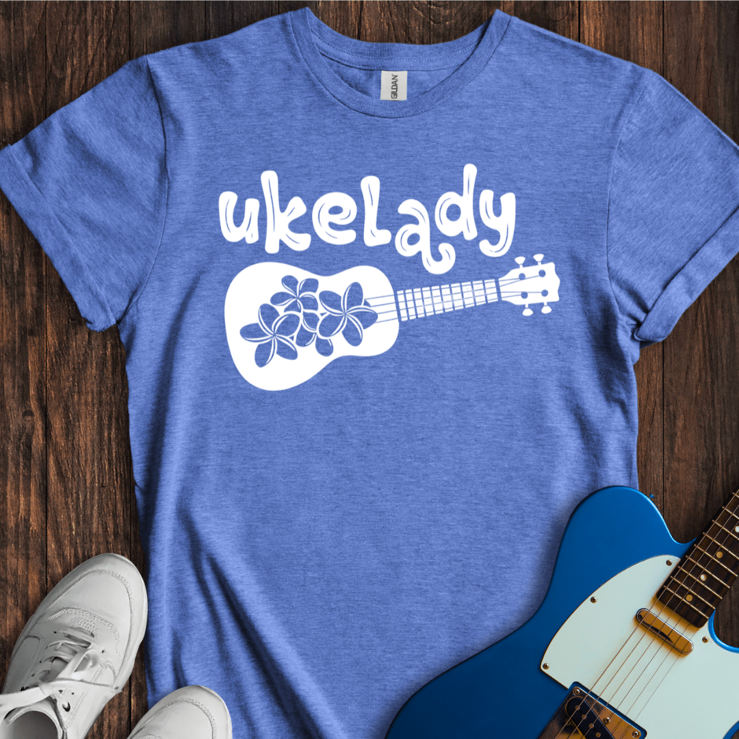 Ukelady Women’s Ukulele Graphic T-Shirt – Tropical Music Tee