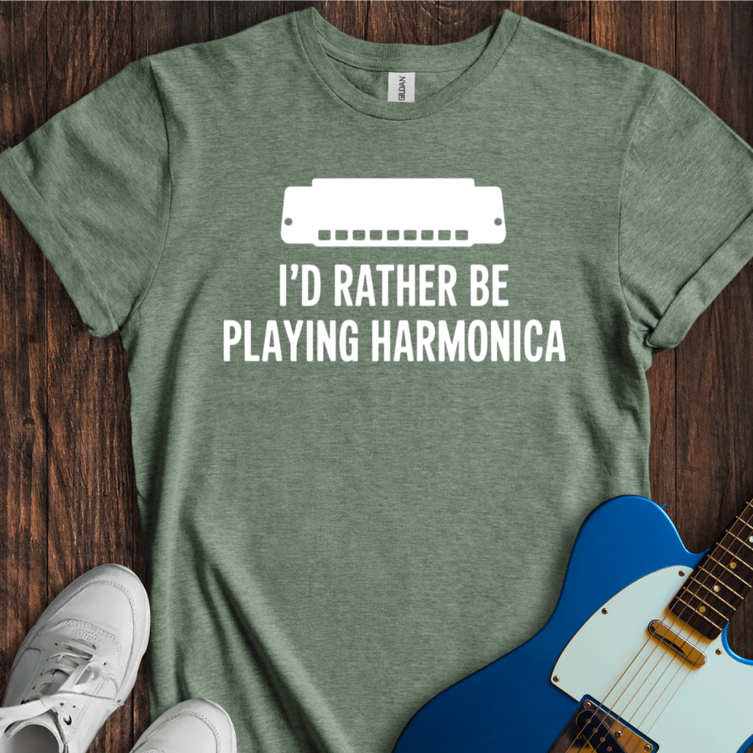 I'd Rather Be Playing Harmonica T-Shirt